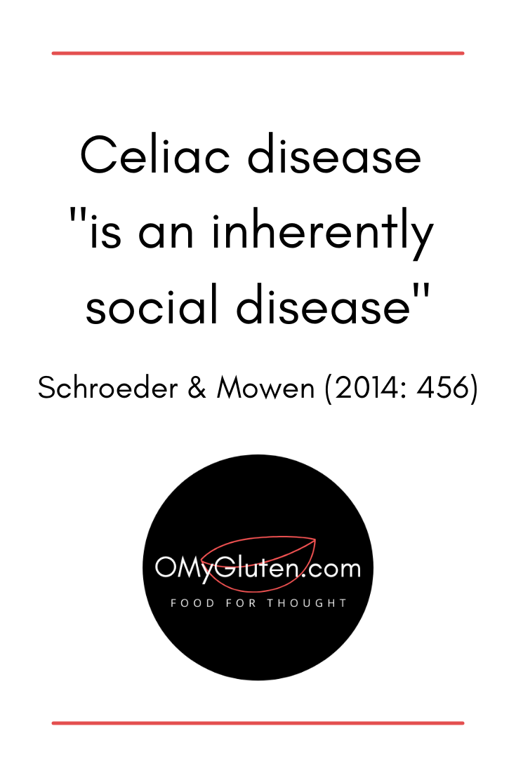 An image that has text, and reads: "Celiac disease 'is an inherently social disease'"